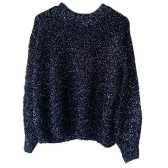 H&M Tinsel Sparkly Black Sweater Women's SMALL Holiday Glam Christmas - Picture 1 of 12